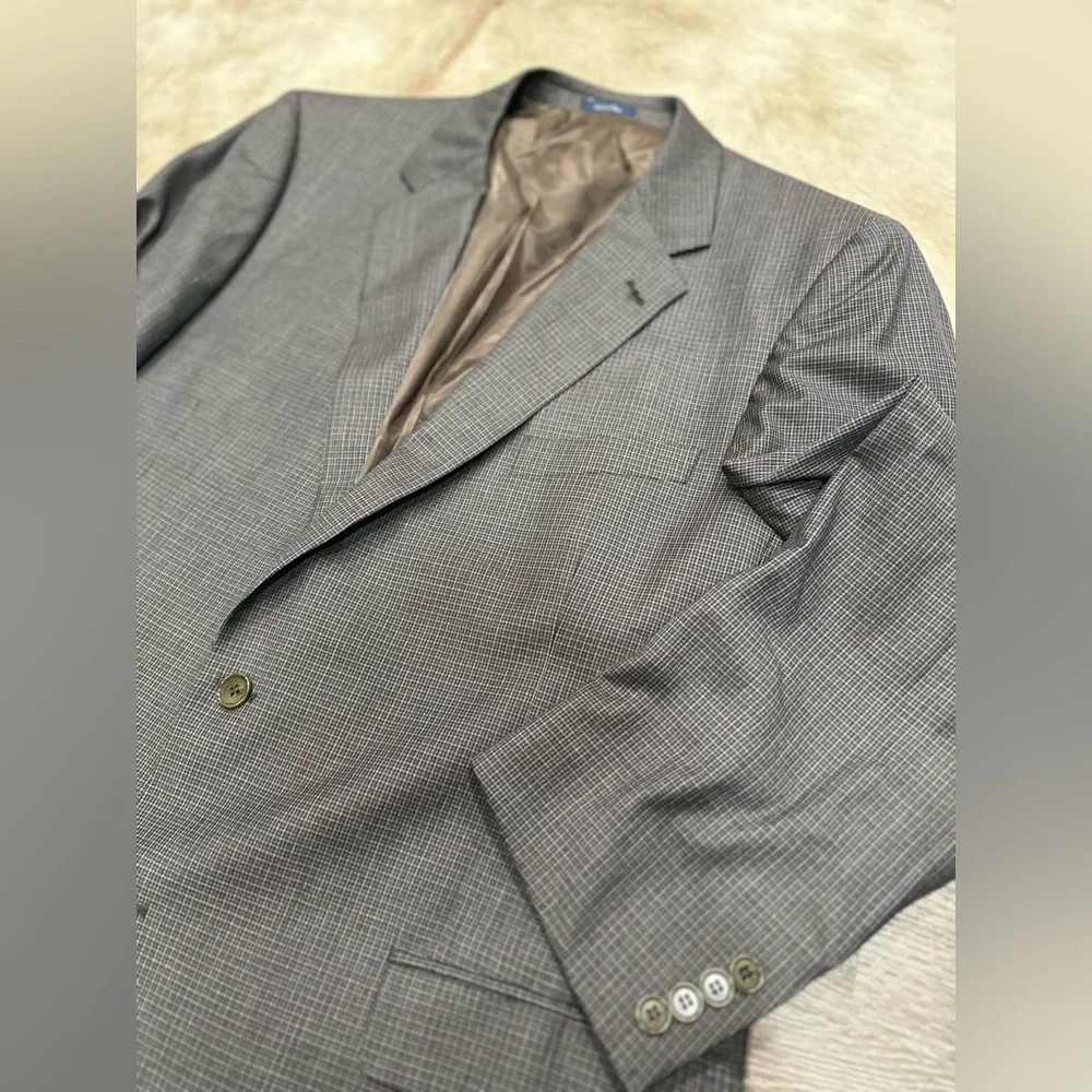 Turnbury Mens 48L Brown/Gray 100% Wool Blazer Sport Coat Jacket Casual Preppy